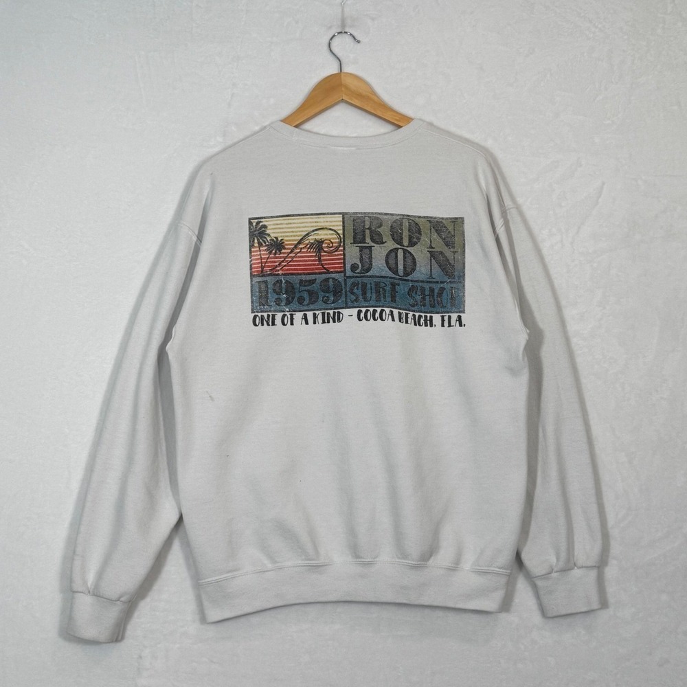 Ron Jon Surf Shop Gray Graphic Crewneck Sweatshirt Large